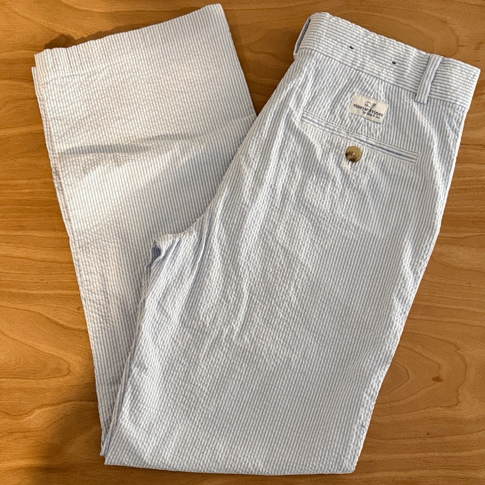 Vineyard Vines Light Blue and White Striped Pants